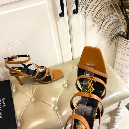 YSL SAINT LAURENT Cassandra Wedges in Smooth Leather