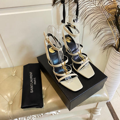 YSL SAINT LAURENT Cassandra Wedges in Smooth Leather