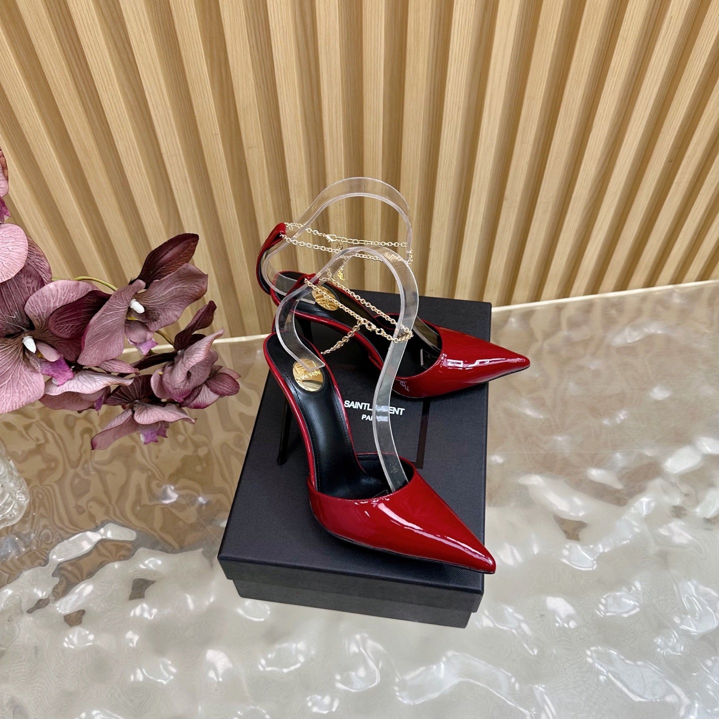 YSL Saint Laurent Pointed-Toe Slingback Heels
