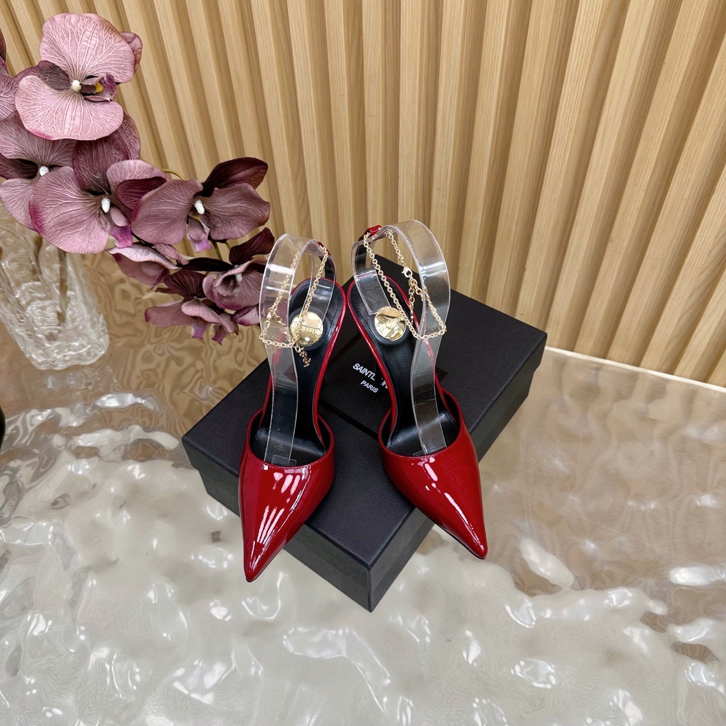YSL Saint Laurent Pointed-Toe Slingback Heels