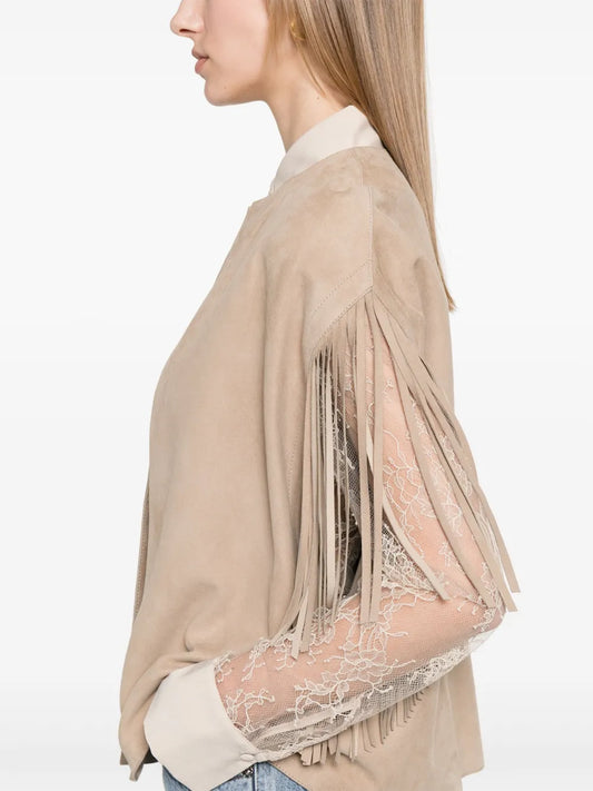 Yves Salomon Suede Cape Jacket