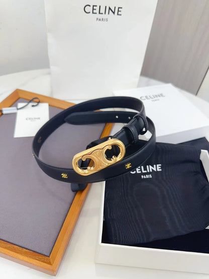 Celine Oval Triomphe Belt in Smooth Calfskin