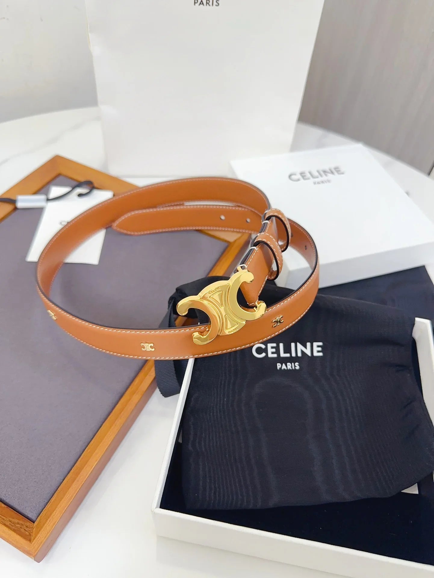 Celine Triomphe Belt in Smooth Calfskin