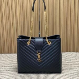 YSL - Caviar V-shaped Ball Pattern Shopping Bag
