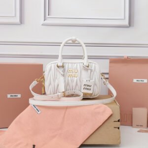 Miu Miu Bowling Handbag Matelasse Texture Embroidery