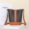 Celine Bucket Bag In Triomphe Canvas And Calfskin