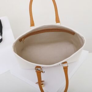 Celine Luxury Canvas Leather Tote Handbag Beige