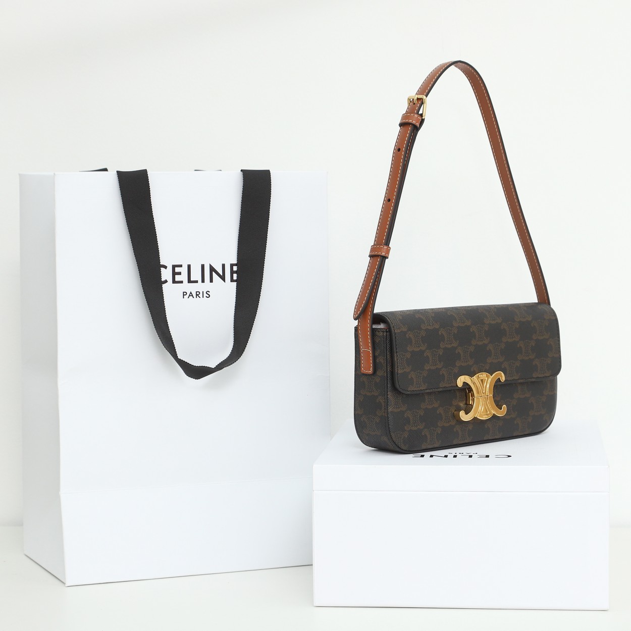 Celine Claude Triomphe Canvas Shoulder Bag