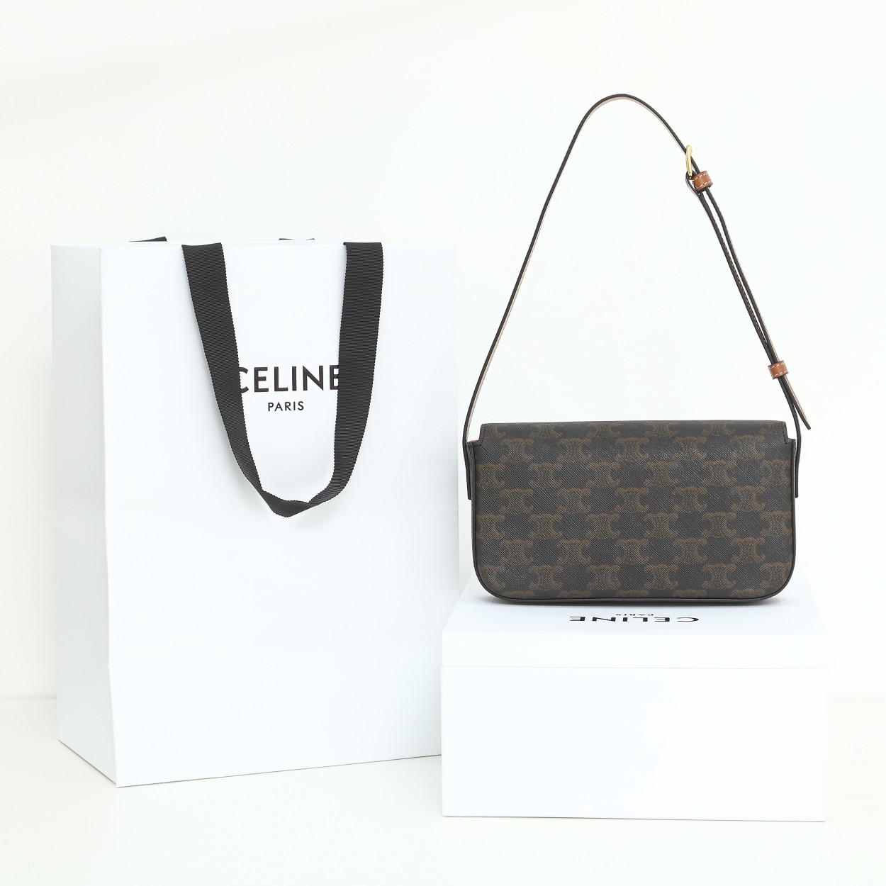 Celine Claude Triomphe Canvas Shoulder Bag