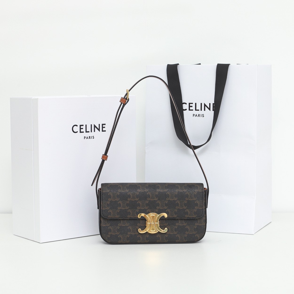 Celine Claude Triomphe Canvas Shoulder Bag