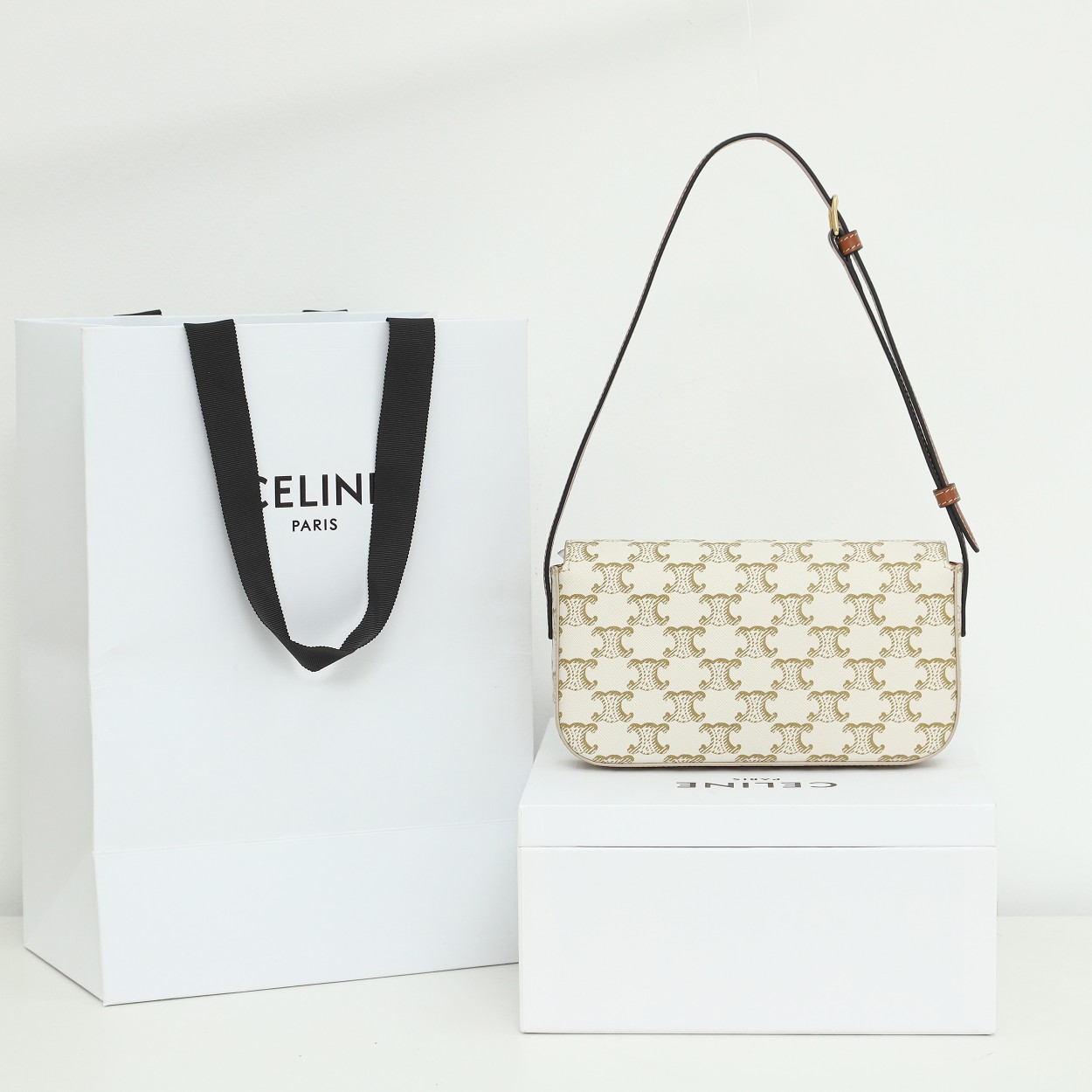 Celine Claude Triomphe Canvas Shoulder Bag