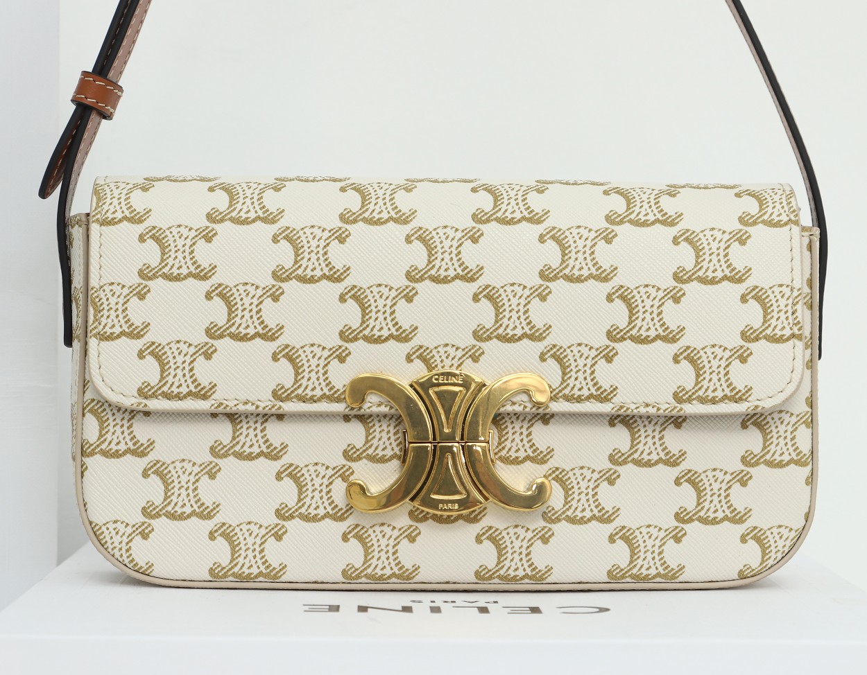 Celine Claude Triomphe Canvas Shoulder Bag