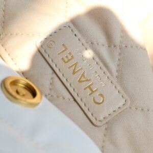 CHANEL 22S Handbag White Gold Button