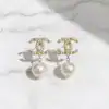 Chanel CC Pearl Drop Earrings