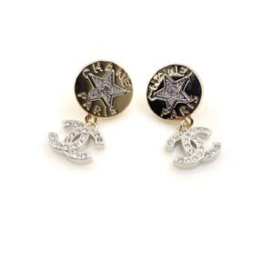 Chanel Light Gold CC Star Earrings