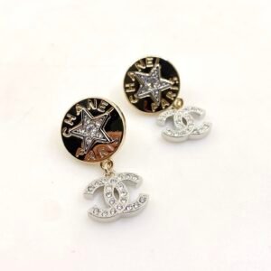 Chanel Light Gold CC Star Earrings