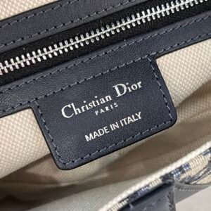 Dior Blue Oblique Print Fabric Classic Saddle Bag