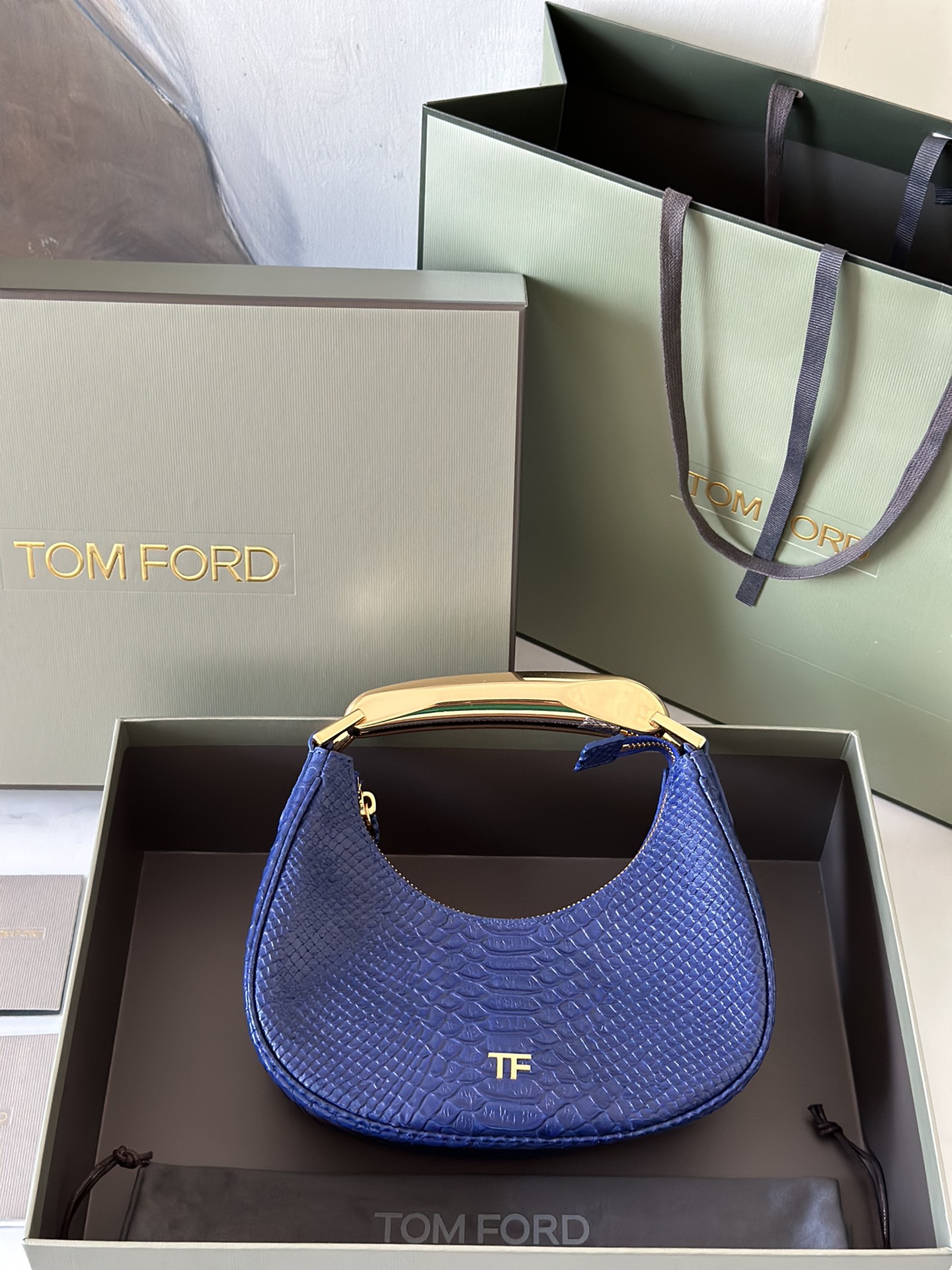 Tom Ford Bianca Mini Mock-Croc Hobo Top Handle Bag