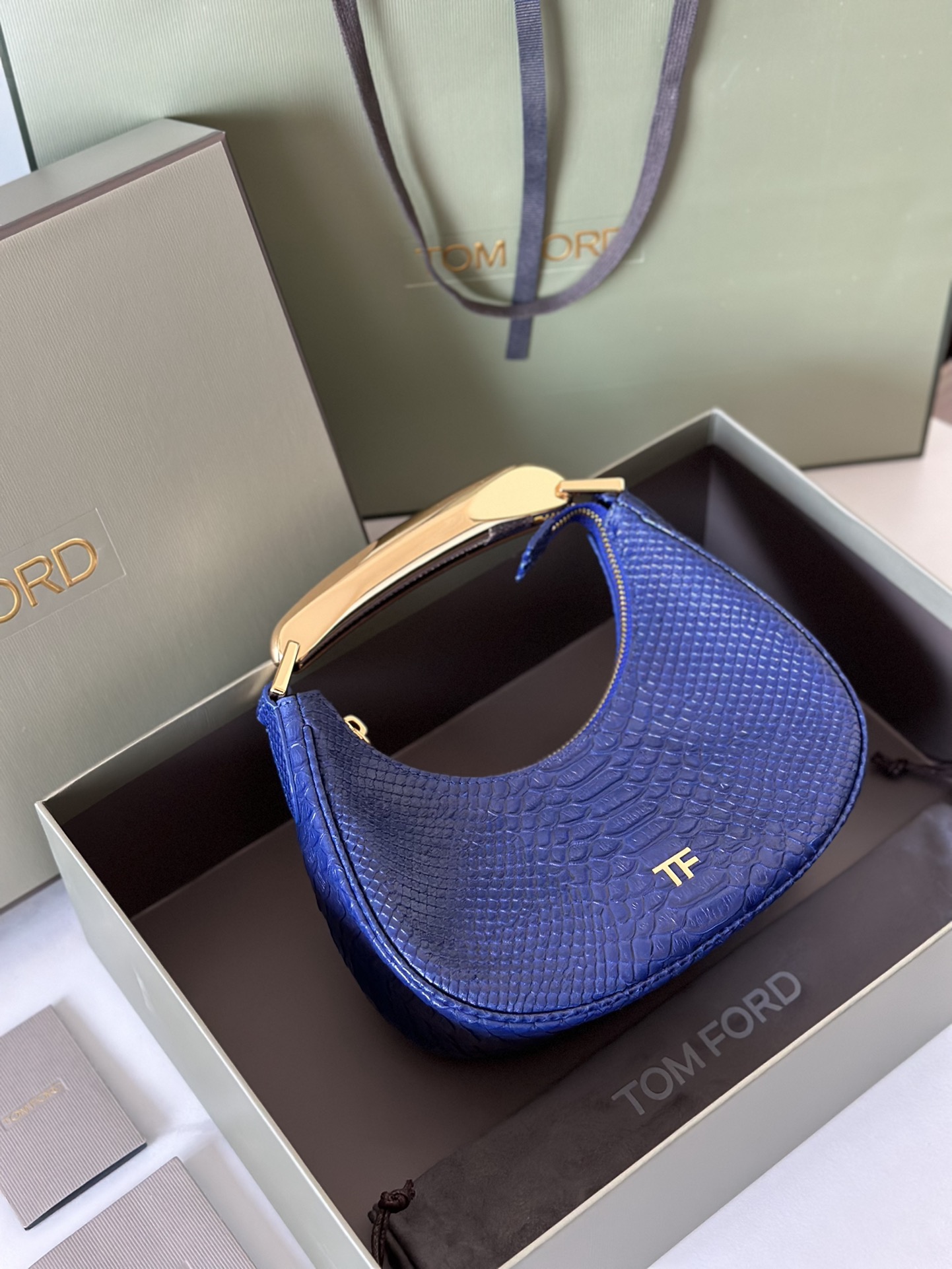 Tom Ford Bianca Mini Mock-Croc Hobo Top Handle Bag