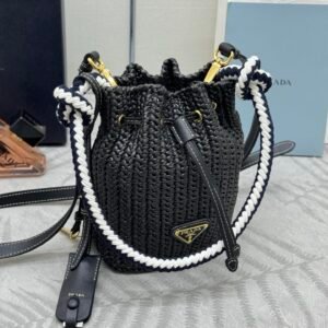 Prada Crochet Mini Bucket - Bag Black