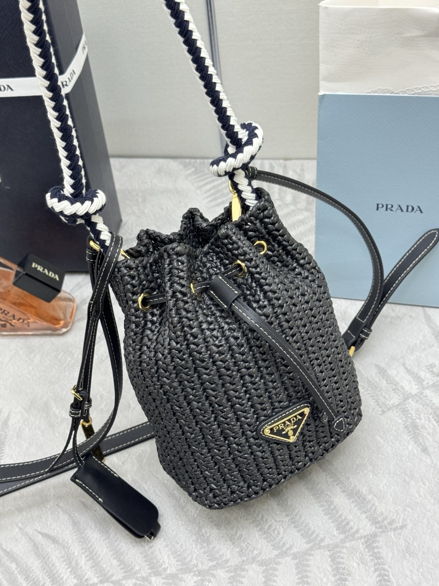 Prada Crochet Mini Bucket Bag
