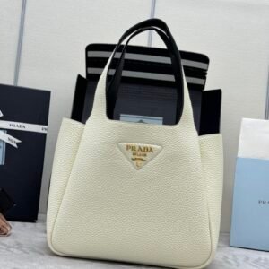 Prada Leather Tote Bag – White