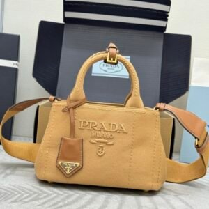 Prada Jardinière Cotton Canvas Mini Handbag - Caramel