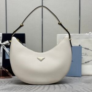 Prada Leather Moon Shoulder Bag - White