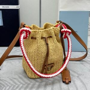 Prada Crochet Mini Bucket Bag - Beige