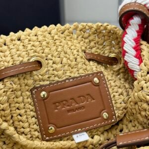 Prada Crochet Mini Bucket Bag – Beige