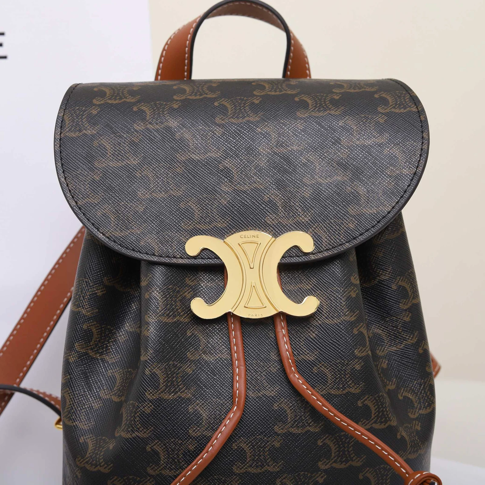 Celine Bonnie Backpack in Triomphe Canvas and Calfskin