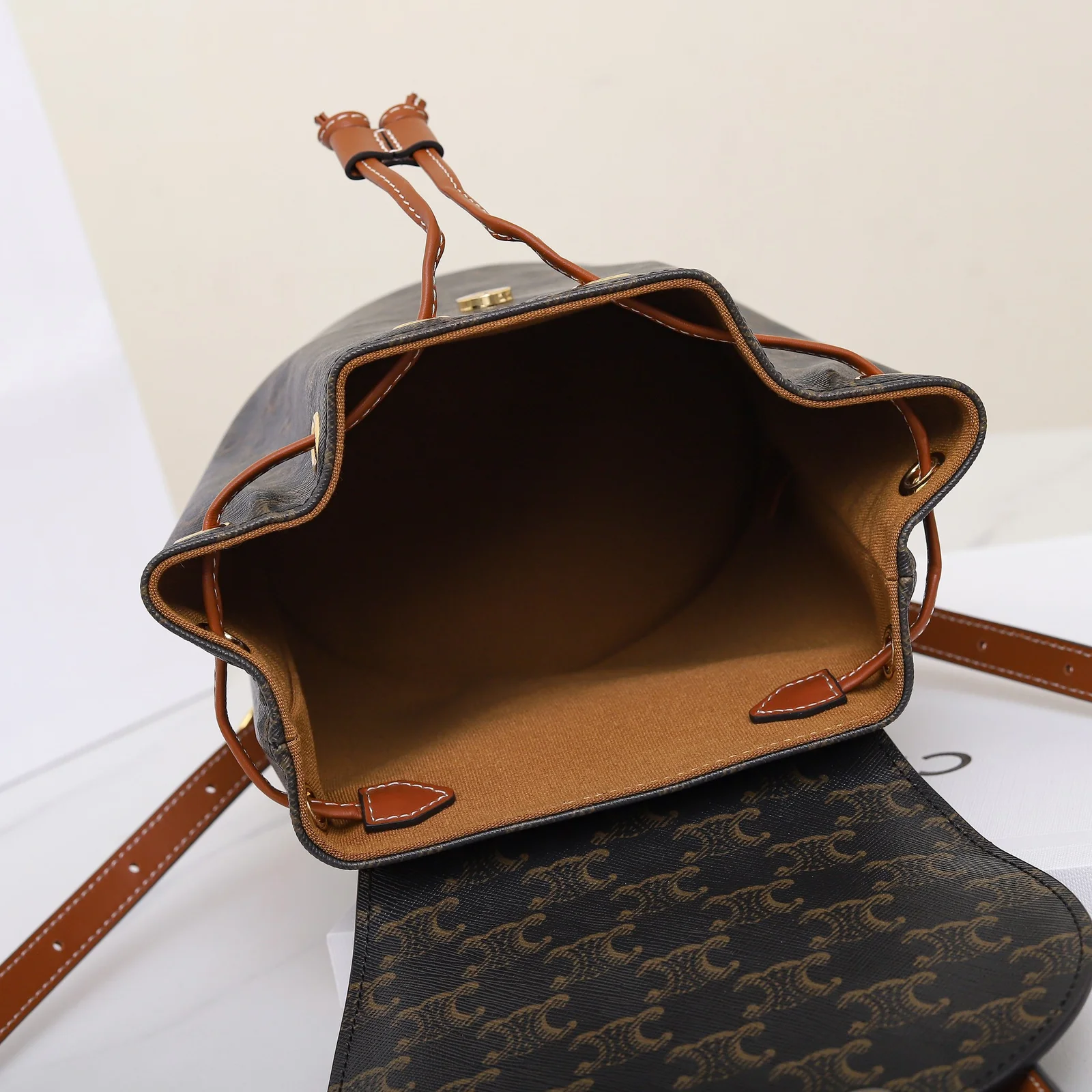 Celine Bonnie Backpack in Triomphe Canvas and Calfskin