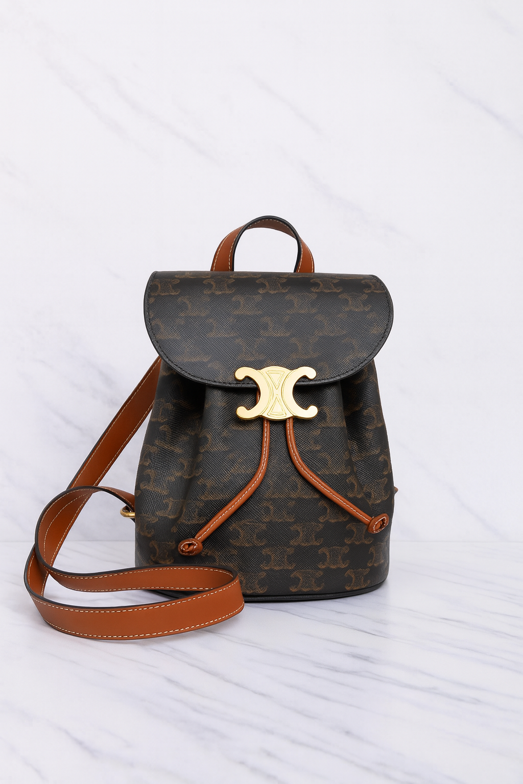 Celine Bonnie Backpack in Triomphe Canvas and Calfskin