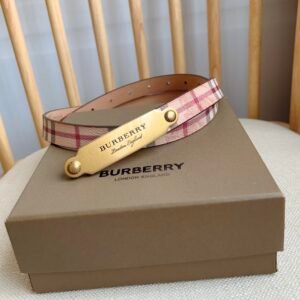 Burberry Plaque Check Belt – With Gold Engraved Plate