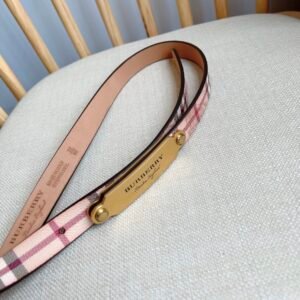 Burberry Plaque Check Belt – With Gold Engraved Plate