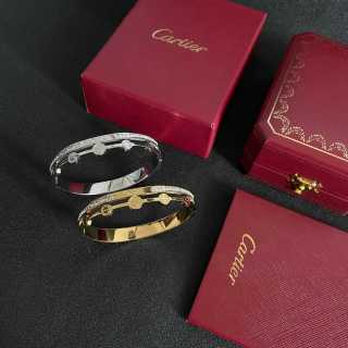 Cartier Love Cuffs Double Band Half Diamond Bracelet