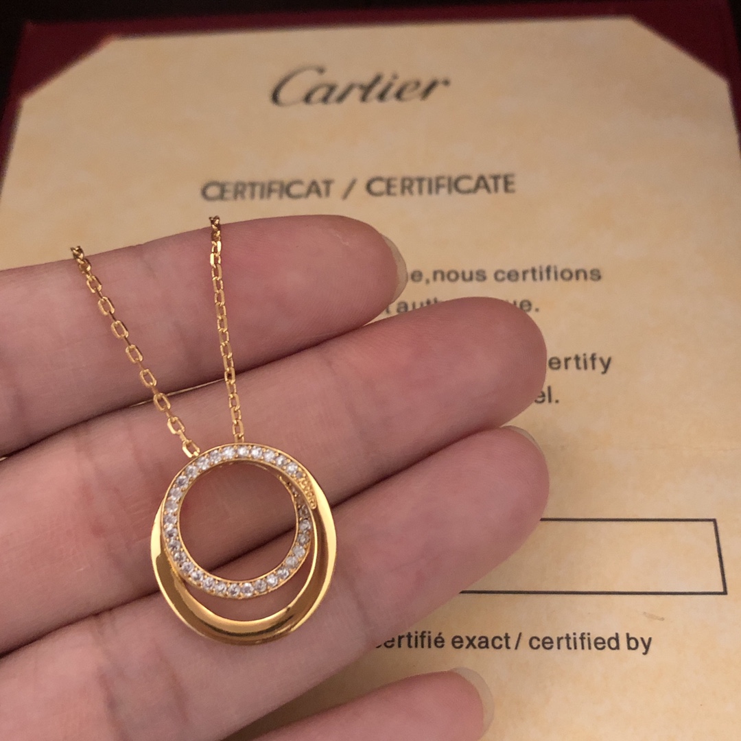 Cartier Trinity Necklace – Diamond-Set Pendant in Yellow Gold