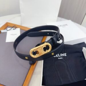 Celine Oval Triomphe Belt in Smooth Calfskin