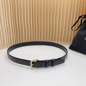 Celine Triomphe Classic Thin Belt with Engraved Buckle