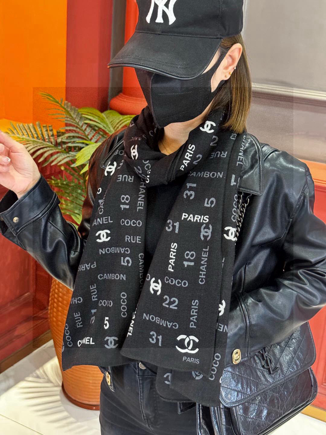 Chanel Coco Paris Rue Cambon Logo Scarf