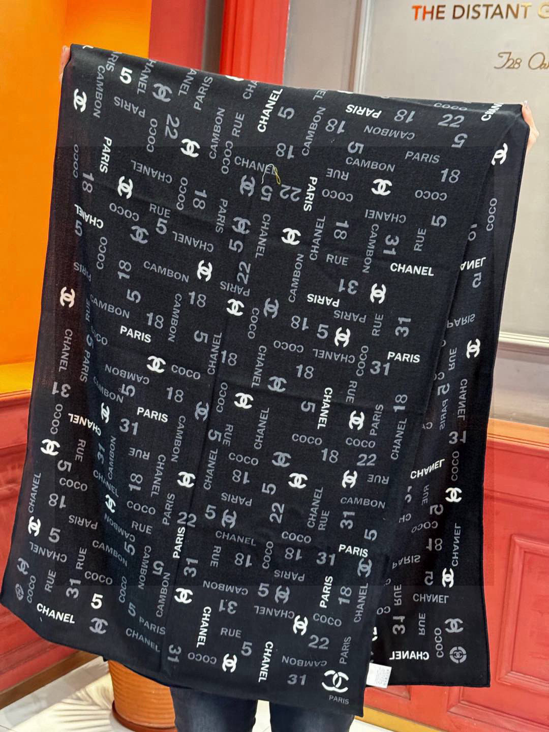 Chanel Coco Paris Rue Cambon Logo Scarf