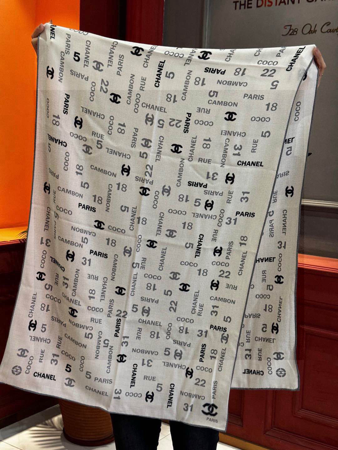 Chanel Coco Paris Rue Cambon Logo Scarf