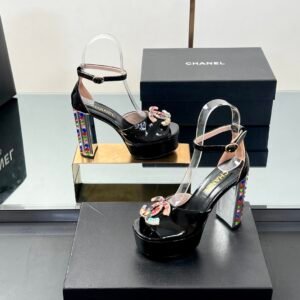 Chanel Crystal CC Platform Sandals