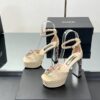Chanel Jewel-Embellished CC High Heel Sandals