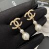 Chanel CC Crystal Pearl Drop Earrings