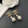 Chanel CC Crystal Pearl Drop Earrings