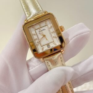 Chanel Première Square Diamond Gold Leather Watch