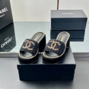 Chanel Tweed Slide Sandals