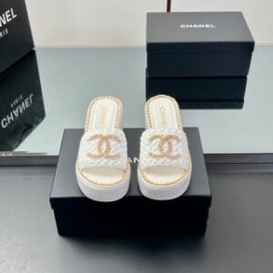 Chanel Tweed Slide Sandals