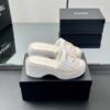 Chanel Tweed CC Logo Slide Sandals